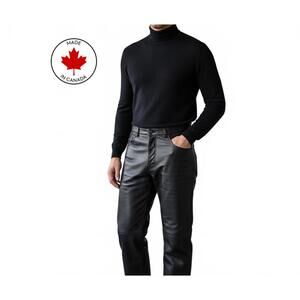 Sharp Fashions Canada Men Leather Pants Black Moto Bike US36